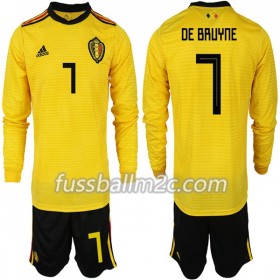 Fußballtrikots Belgien DE BRUYNE 7 Kinder Auswärts Trikotsatz WM 2018 Langarm